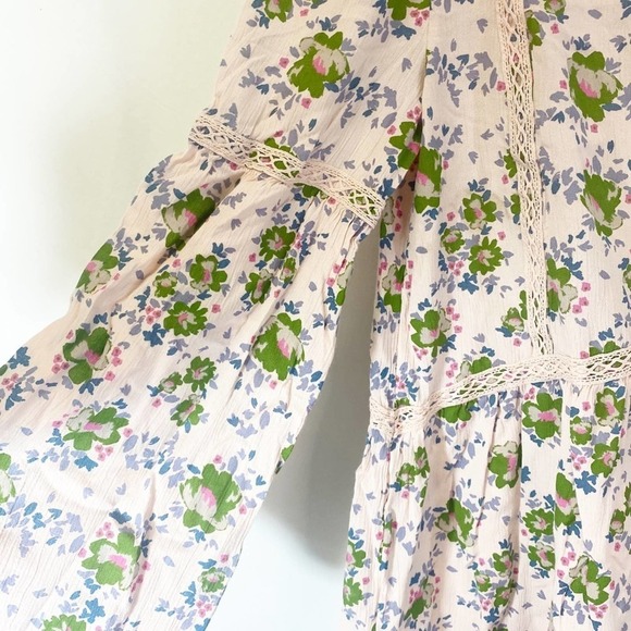 Matilda Jane Pink Floral With Lace Long Sleeve Bell Sleeve Flowy Top Siz… - Picture 6 of 12